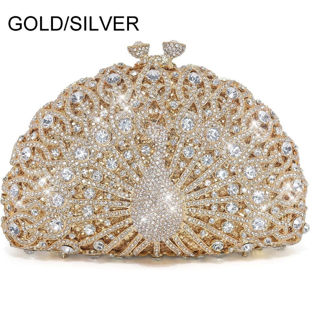 NWT Sparkling Bling Swarovski Crystal Rhinestone Peacock Clutch Bird Pur… - Picture 15 of 17